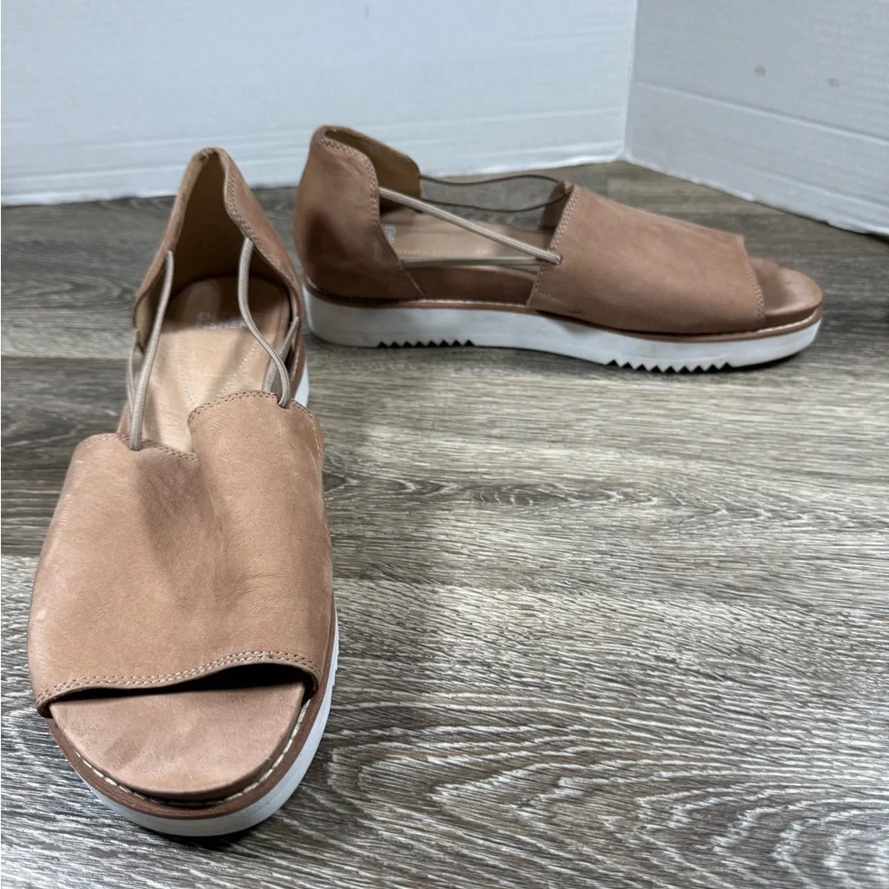 Eileen Fisher Womens 10 Tan Suede Sandal Comfortable Minimalist Boho‎ Neutral
